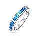 Produktbild Blau Erstellt Opal Inlay Pave Zirkonia Solitär Ring Für Frauen 925 Sterling Silber Oktober Geburtsstein