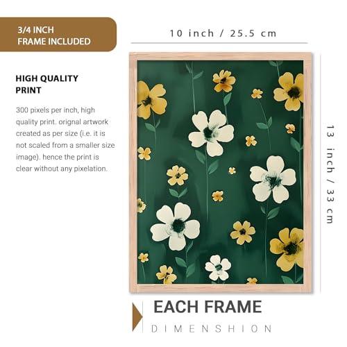 Image of kotart - Floral Wall Art For Wall Decor Living Room Bedroom | Floral Wall Poster With Frames Home Decor Paintings (10X13 INCH, C)