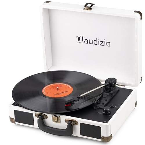 Audizio RP116CR Plattenspieler mit Lautsprecher - Vinyl Player 3-Gang Antrieb, Plattenspieler Bluetooth 5.0, Schallplattenspieler mit Riemenantrieb 33/45/78, Auto-Stop, Digitalisieren mit USB, AUX