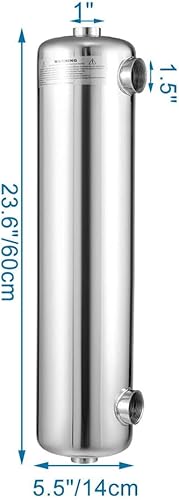 Miniatura 2 de Intercambiador de calor de piscina en línea, calentador de piscina de acero inoxidable, carcasa y tubo, intercambiador de calor para piscinas, spas,