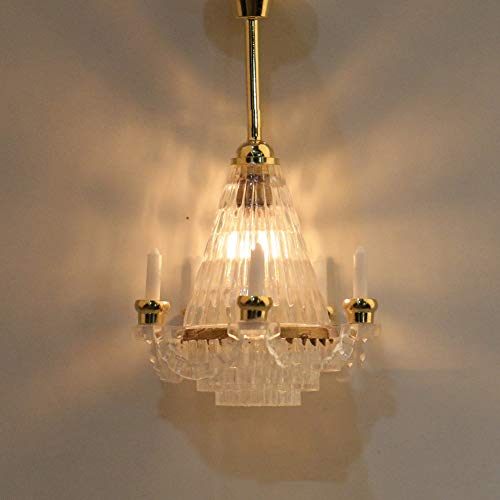 Collectsound Lámpara de casa de muñecas, 12 V, 1:12, lámpara de techo de acrílico, miniatura