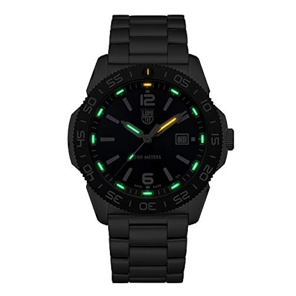 Luminox Pacific Diver XS.3123 herrklocka 44 mm – militär dykarklocka i silver/blå datumfunktion 200 m vattentåligt safirglas, Svart, armband