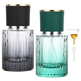 Segus Aftershave Travel Bottle, 2 Pcs 30ml Empty Perfume Bottles in Glass, Leakproof Fragrance Atomiser, for Daily and Trips (Gradient Black + Gradient Green)