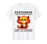 Cat Yesterday I Did Nothing And Today I'm Yesterday T-Shirt
