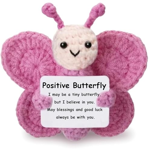 ZSHPENXI Mini Funny Handmade Positive Butterfly Crochet Animals Emotional Support Crochet Gift,Inspiring Gifts for Him Her,Men Women, Colleague Son Daughter,Birthday,Anniversary