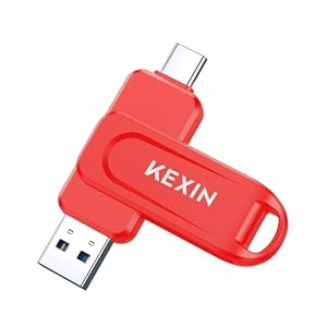 KEXIN Unidad flash de 256 GB USB C dual USB C USB A y Tipo-C 100MB/s Unidad USB giratoria 256GB para Tablet iPhone 15/16 Consola de juegos de coche, rojo