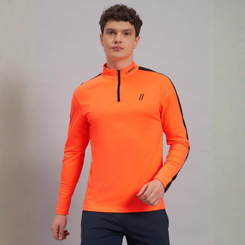 Image of ATICX Polyester Full Sleeve Compression High Turtle Neck Sports Jersey T Shirt for Men - Quick Dry Fit Gym Workout Top for Running, Swimming, Training, Cycling, Football, Badminton