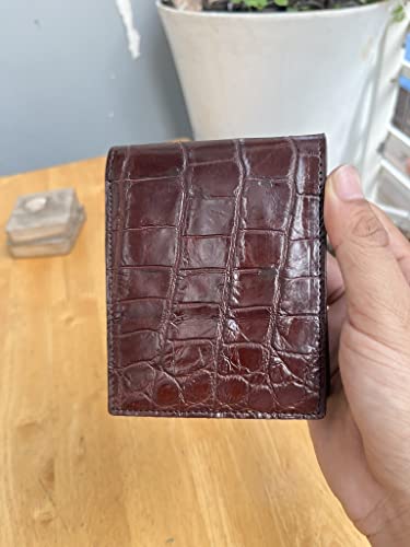 Genuine crocodile alligator leather skin brown bifold wallet for men, leather Men's wallet with 8 ́credit card slot2