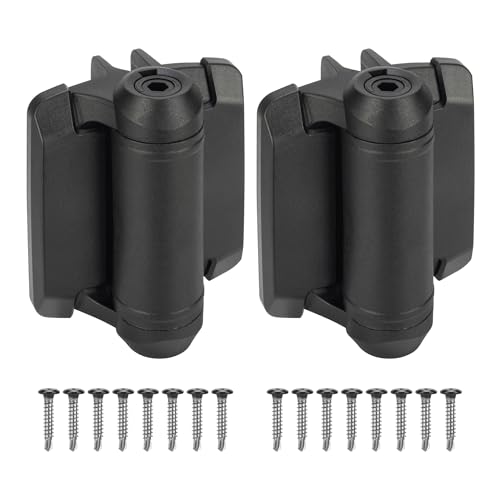 Heavy Duty Self Closing Gate Hinges with Safety Cap,Pool Gate Hinges with Alignment Legs No Rust and Adjustable Fence Hinges Kit for Outdoor Metal Gate,Vinyl Gates,Wood Gate,Black,2 Count