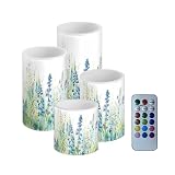 NETILGEN Candele senza fiamma, alimentate a batteria, a LED, con telecomando e timer, controllo che cambia colore, per interni ed esterni, casa, tavolo, spiaggia, decorazione per matrimoni, set di 4