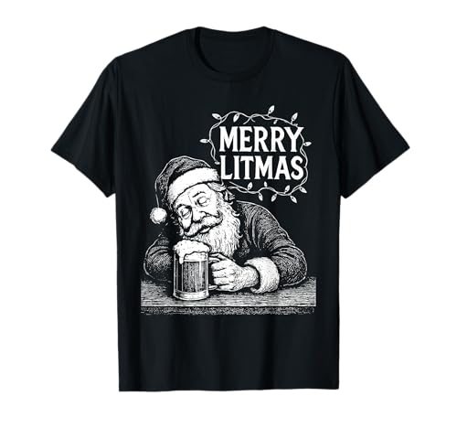 Merry Litmas Lustiger betrunkener Weihnachtsmann, Bierliebhaber,...