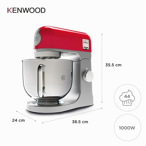 Miniatura 6 de Kenwood Kmix Kmx750rd - Robot De Cocina Multifunción, 1000 W, Bol Metálico De 5 L Con Asa, Gancho Para Amasar, Varillas, Mezclado K, Acero Inoxidable, 6 Velocidades, Color Rojo