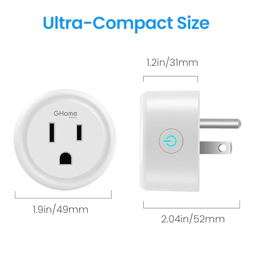 Image of GHome Smart Mini Wi-Fi Plug, Smart Home Wi-Fi Outlet Compatible with Alexa, Google Home & IFTTT, No Hub Required, UL Certified, 2.4G WiFi Only, 1 Count (Pack of 1), White