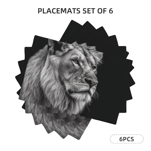 Set de table lion gris résistant à la chaleur et facile à nettoyer