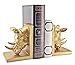 Bellaa 21800 Rino Decorative Bookend The Cool Rinocer Vintage Style Rhino Golden Statues Bookshelves Home Decor 7 inch Retro Book Ends Industrial Rustic