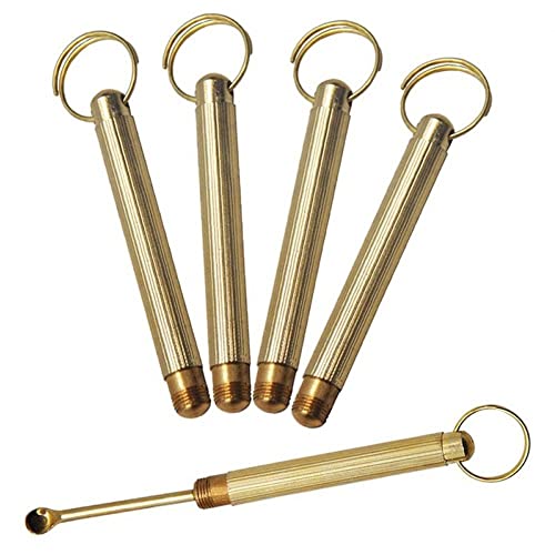 Vobumix 5 Pièces Cuillère À Priser Outil De Cire Porte-clés Couverture Cuillères À Médicaments Portables Cuillère pour Remplir des Flacons, Médicaments, Sel, Herbes, Pendentif Porte-clés avec Trou De