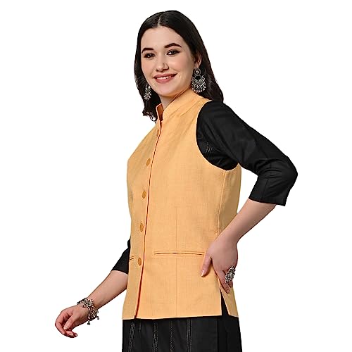 Image of Vastraa Fusion Solid Indian Traditional Ethnic Waistcoat Festive Woolen Nehru Jacket for Women