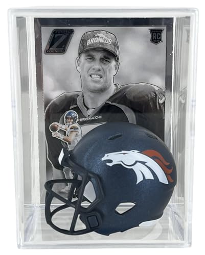 John Elway & Bo Nix Denver Broncos Legacy Card with Pocket Pro Size Football Helmet Shadow Box
