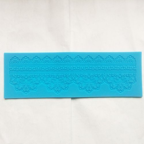Large Sugarcraft Cake Decoration tool Baroc Lace Border Icing Silicone Mold Mould Lace Shaped Cupcake Mat 39.5x13x0.8cm,200g