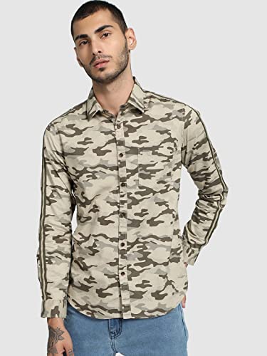 Image of Lee Cooper Men's Checkered Regular fit Casual Shirt (1001966952001 Beige S)