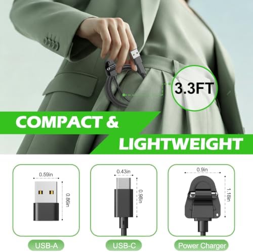 Charging Adapter Cable Compatible with Ray-Ban Oakley Meta AI Smart Glasses(Gen 1&2),Portable Charger USB C Port for Wayfarer,Skyler,Headliner and HSTN Meta Accessories(2 Pcs) - 5