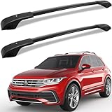 KINGGERI Roof Rack Cross Bars Fit for Volkswagen Tiguan 2018 2019 2020 2021 2022 2023 2024 2025 2026 and Taos 2022-2026, Aluminum Roof Rails Crossbars Rooftop Cargo Luggage Rails Kayak Skiboard Black