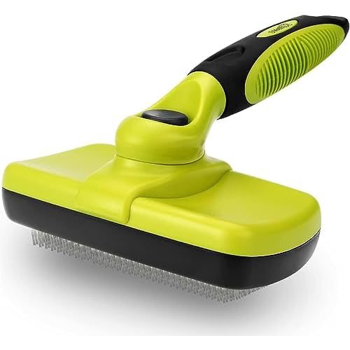 Pecute Haustier Hundebürste & Katzenbürste für Langhaar kurzhaar, Selbstreinigende Hundebürste, Entfernt 95% der Toten Unterwolle und der Losen Haare, Geeignet für mittel und langhaar Hunde Katzen