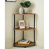 Homme Concept - 3 Tier Walnut Corner Shelf with Storage, Side Table, Nightstand, Corner Shelves Shelving for Living Room, Hallway, Bedroom, Home Office, Home Décor Norsk Industrial Design