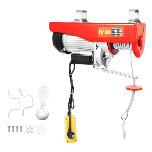 Cabrestante eléctrico de 220 V, IP40, 1600 W, eléctrico con doble cable y mando a distancia, 12 m/6 m, cubierta de elevación eléctrica para garaje, almacén, hasta 500 kg/1000 kg