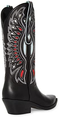 Steve Madden Women's Weslynn Western Boot, Black Leather Multi, 10 | Image 3