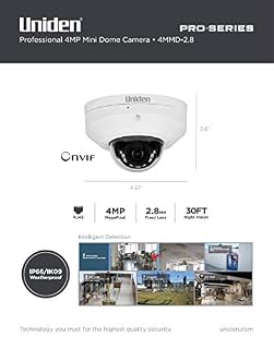 Uniden 4MP Pro Series 4.0-Megapixel IP Security Mini Dome Camera 30' Night Vision