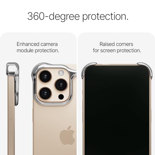 Image of Arc Pulse Compatible with iPhone 16 Pro Phone Case (2024), Minimalist Protective Shock Absorption Aerospace Grade Aluminum Shells + Elastomer Inlays Easy Fit 6.3 inch (Aluminum Polished Silver) | 2024