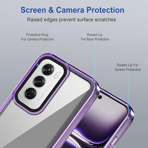 Image of Zapcase Back Case Cover for Oppo Reno 12 Pro 5G | Compatible for Oppo Reno 12 Pro 5G Back Cover | Case Cover with Camera Protection | (TPU + PC | Translucent Purple)