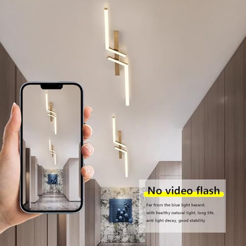 Plafonnier LED dimmable or 120cm avec télécommande pour salon - 3