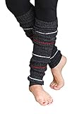 Lucky Love (TM) Striped Multicolor Reversible Knit Leg Warmers (Black Small Stripe)