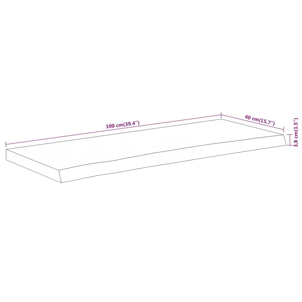 Genérico Piano Tavolo 100x40x3,8 cm Rettangolare Legno Acacia Bordi Vivi,Marrone,14.02kg,370300