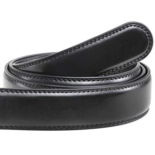 Founders & C Mens Leather Ratchet Belt Strap Only 1 3/8” Without Buckle (28"-42" Waist Adjustable, Black Leather -106) #TOP4
