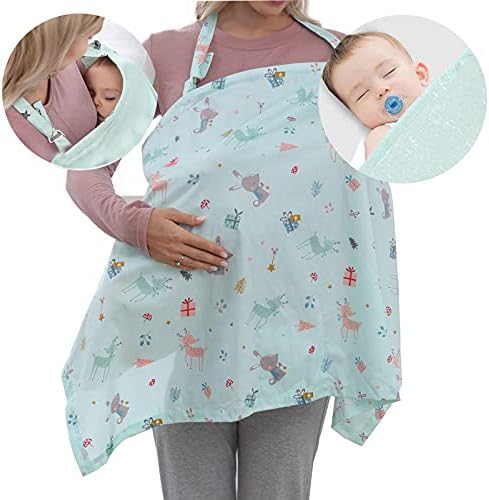 Breastfeeding Cover Up, Breathable Nursing Cover with Boned Nursing Tops,Full Coverage Privacy Breastfeeding Cover Up,Baby Breastfeeding Apron Multi-Use As Swaddle Or Car Seat Blanket