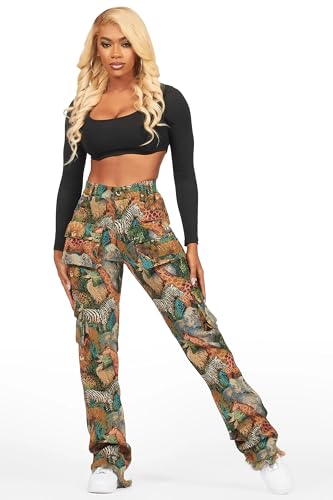 Women's Channa Multi Animal Print Cargo Tapestry Pant3