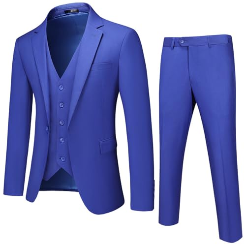 Costume homme confortable coupe slim bleu 3 pièces pour silhouette ajustée 4TG