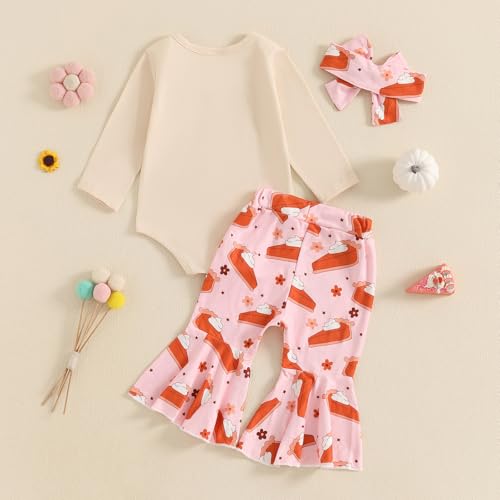 My First Thanksgiving Newborn Baby Girl Outfit Long Sleeve Romper Onesie Flare Pants Headband Infant Clothes4