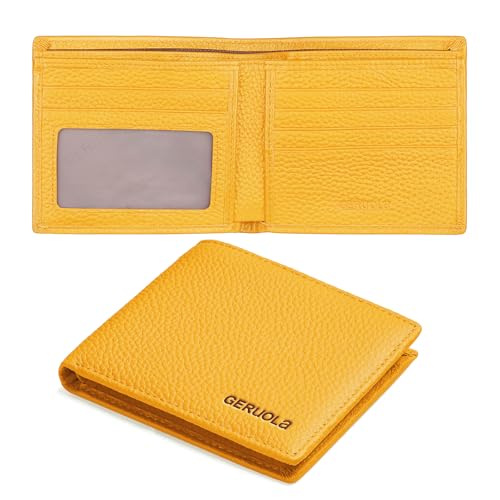 Ultra Slim Small RFID Wallet for Women, Leather Tiny Thin Bifold Pocket Ladies Wallet Short Wallets for Women (Yellow)