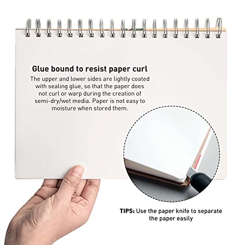 Himi Gouache Pad 7X10''(98Lb/160G) 50 Sheets Mix Paper Pad, Side Wire Bound, Fine Texture, In Gouache Acrylic Art Pad For Sketching, Ink Sketch Book, Art Supplies Drawing Pad Gift （Square） #TOP2