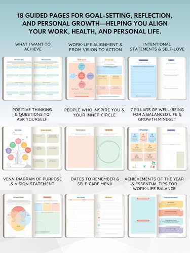 Image of DOODLE Work Life Balance Planner - A5 Undated 6 Months Planner | Productivity, Goal Setting & Self-Care Gratitude Journal | Monthly + Daily Planning | Hard Cover | 200+ Stickers | Balance Pro