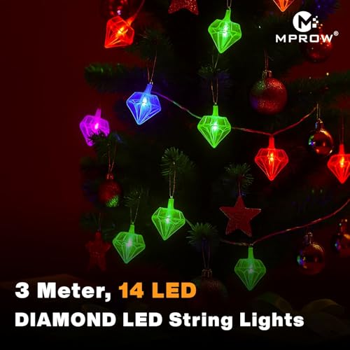 Image of MPROW Diamond Crystal LED String Lights - Multi-Color Decorative Fairy Lights for Home Decoration, Bedroom, Diwali, Christmas, & Parties - 20 LED Decorative Lights (Smart Lighting, Brilliant Living)