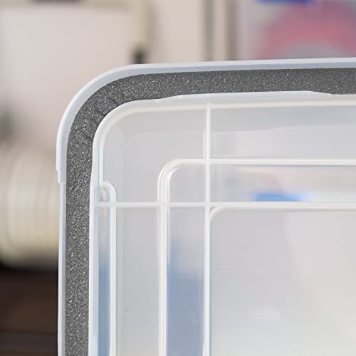 Image of IRIS USA WeatherPro 156 Qt Storage Bins with Lids, 3 Pack, BPA-Free Plastic Gasket Box with Tight Latch and Seal, Stackable Nestable Tote Tub - Clear /Black