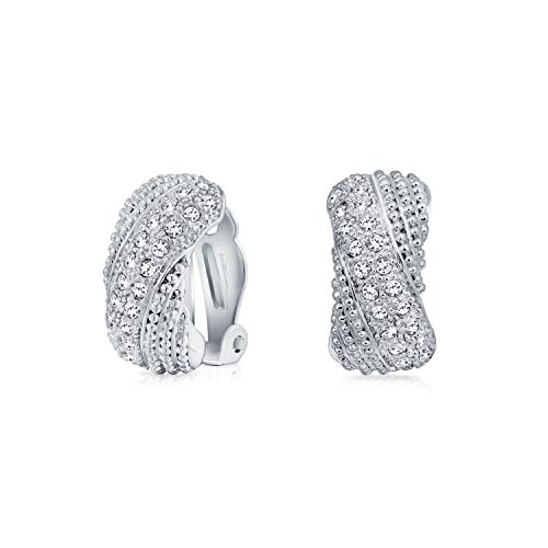 Boucles d'oreilles clips croix croisée en laiton plaqué argent pour femme