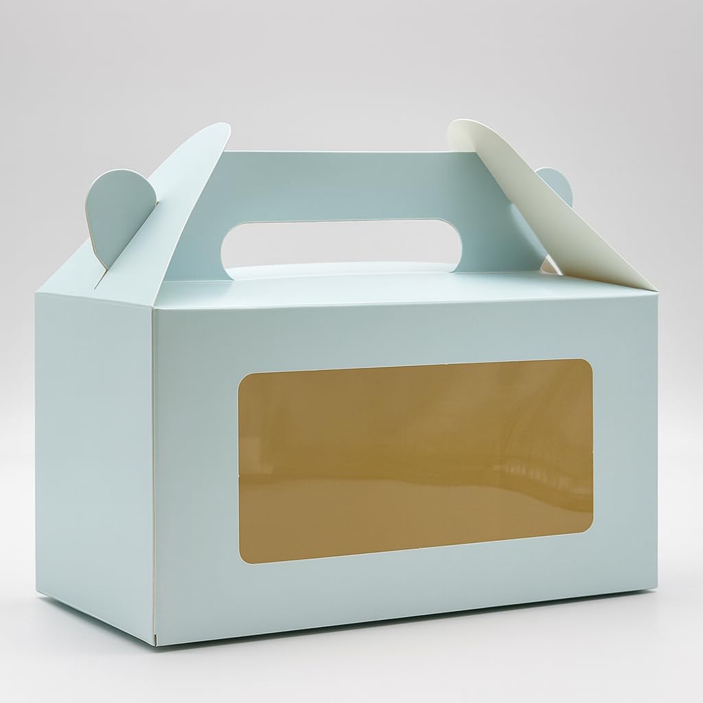 Mudrit 20-Pack Blue Party Favor Treat Boxes, Gable Gift boxes with Handles for snacks, cookies, goodies, muffins, 2 jars, candies-image-37