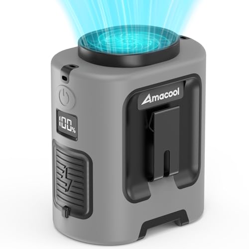 Amacool Mini Portable Waist Fan Clip on, 13000RPM Rapid-Cooling Personal Neck Fans, 5000mAh Rechargeable, 4 Speeds Wearable Shirt Belt Fan for Outdoor Work Jobsite Travel Camping, Gifts for Men Dad