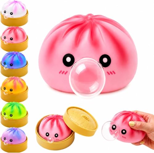 Dumpling Squishy, 2026 Upgraded Bubble Blowing Colorful Squishy Dumpling(C)